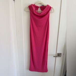 Pink Sleeveless Cowl Neck Dress